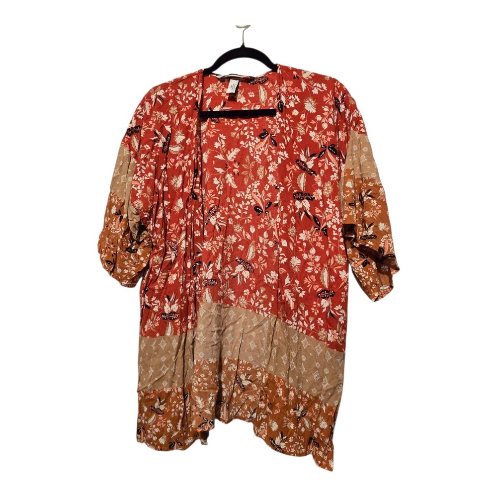 Michael Stars Floral Kimono Wrap Cardigan Women's OS One Size Coverup Boho‎